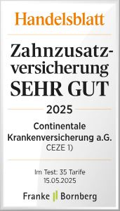 Handelsblatt: Zahnzusatzversicherung SEHR GUT 2025 – Continentale (CEZE)